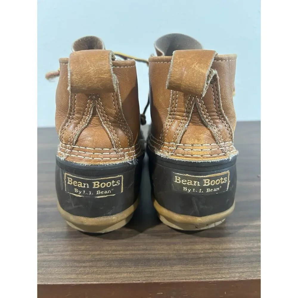 LL Bean Boots 6 Inch Original Men's Size 9M Made In USA Tan Brown Gum Leather